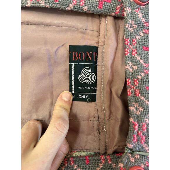 Vintage 100% Wool Overall Dress Pink Gray Size S Winter Welsh Wools - Picture 8 of 9